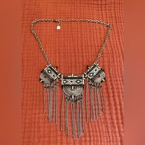 Park Lane Silver and Black Fringe Necklace